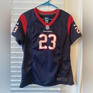 women’s nike blue houston texans #23 adrian foster on field jersey size L